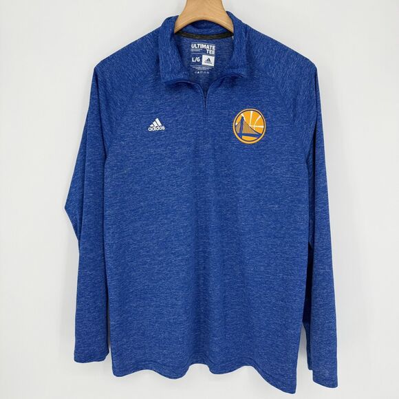 Golden State‎ Warriors Adidas Climalite 1/4 Zip Warm Up Pull Over Shirt- Men's L - Picture 1 of 3